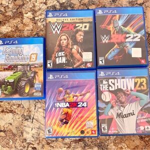 PS4 Game Bundle - WWE, NBA, MLB, Farming Simulator